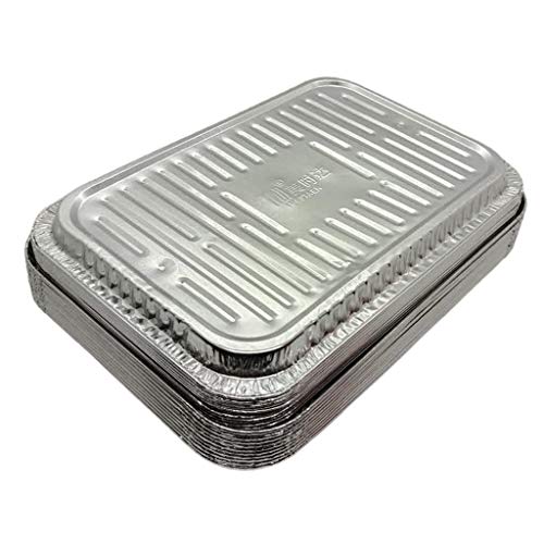 Bandejas coletoras de alumínio FLAMEER para assar, assar e cozinhar, prata – 10 peças