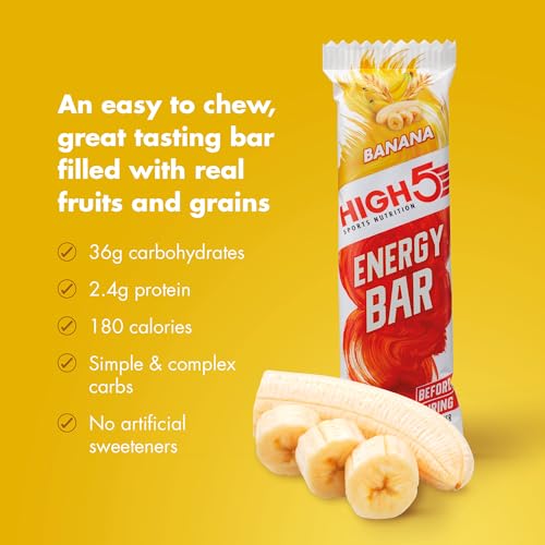 HIGH5 Energy Bars - High Carb Energy Bars for Running, Cycling & Hiking - Vegan Oat Bars with Real Fruits - Healthy Snacks for Adults - Snack Bars Multipack for Training & Racing (12x55g, Banana) - Image 4