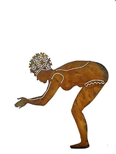 Edelrost Figur Schwimmerin H75cm auf Platte