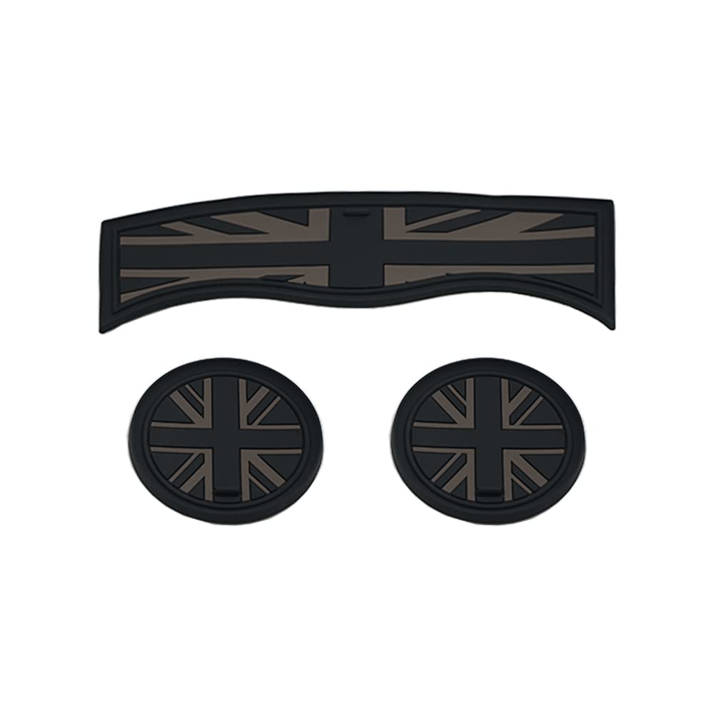 3PCS Auto Cup Halter Untersetzer, graue Union Jack UK Flagge eingebettet in Ornament Untersetzer kompatibel mit Mini Cooper Countryman F60 (Black Flag)