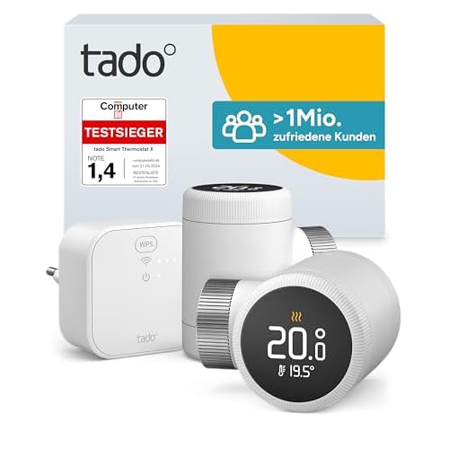 tado° Smartes Heizkörperthermostat X – Starter Kit mit Bridge X, Heizungssteuerung per App und Smart Speaker (Alexa, Siri, Google Assistant), Energie sparen, DIY Installation, nicht kompatibel mit V3+