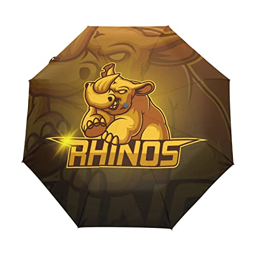 Parapluie pliable robuste au design rhinocéros doré unique