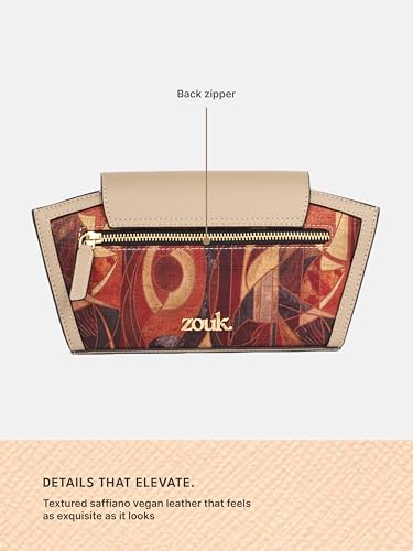 Image of ZOUK Women's Zareen Clutch Bag with Detachable Sling Strap | Vegan Leather | Wedding, Party, Formal