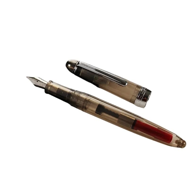 Joli stylo plume de couleur transparente avec pointe F de 0,5 mm pour l'écriture, les fournitures scolaires (noir)