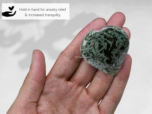 Image of Crystal Heaven Certified Flower Stone Heart Palm Pebbles Stones For Anxiety Stress Relief Massage-Aaa Grade Original Healing Gemstone Agate Heart Palm Stone For Yoga Meditation Spiritual