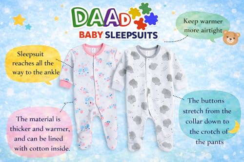 Image of Unisex Baby Footed Sleepsuits | Long Sleeve Footed Sleepsuits | Baby Rompers Cotton Sleeveless| Long Sleeve Bodysuits