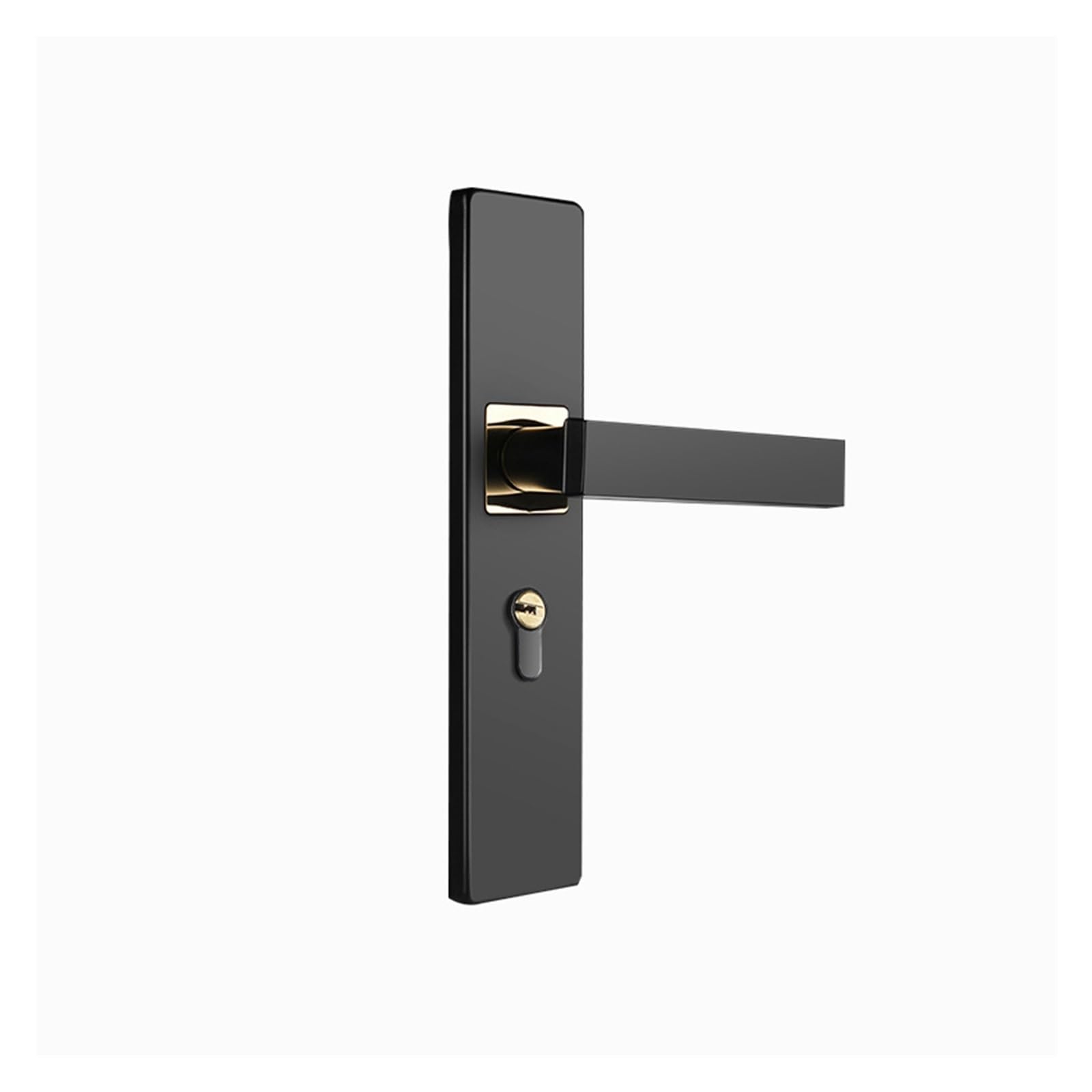 Serrure de porte intérieure noire avec poignée silencieuse mécanique pour chambre Jblacknon