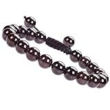 Massive Beads Natural Gemstone Semi Precious Round Beads Bracelet 8mm Handmade Stretch Bracelet Unisex Jewelry (Garnet)