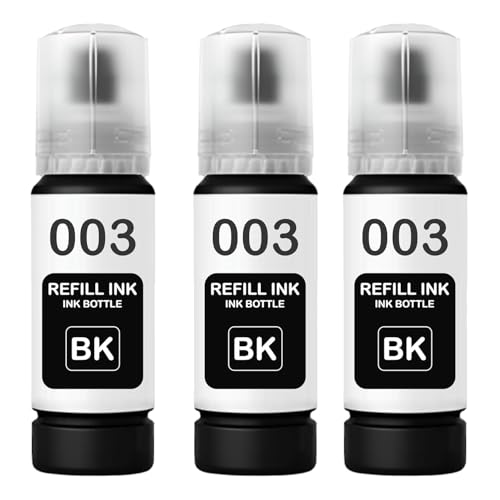 Image of 003 Ink Compatible for Epson L3250, L3260, L5290, L3210, L3256, L3150, L3215, L3216, L5190, L3200, L3251, L3252, L3110, L3151, L3152, L3156, L3211, L3212 Printer (003 Black Ink 3 Pcs)