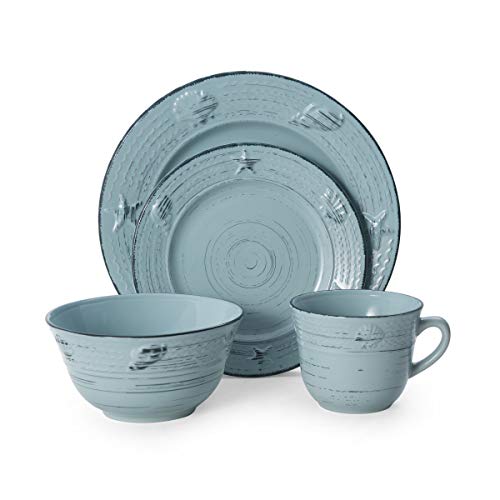 Pfaltzgraff Trellis Coastal 16-Piece Dinnerware Set, Service For 4, teal
