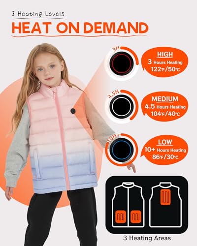 Kids' Puffer Heated Vest, Electric Heating Vest for Kids with 5V Battery Pack4