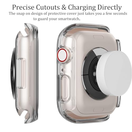 Pacote com 3 capas com protetor de tela de vidro temperado para Apple Watch série 41 mm 9/8/7, capa