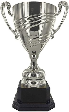 SHOP AWARDS AND GIFTS Customizable 18-1/2 Inch Silver Italian Trophy Cup On Ebony Wood Base, Includes Personalization