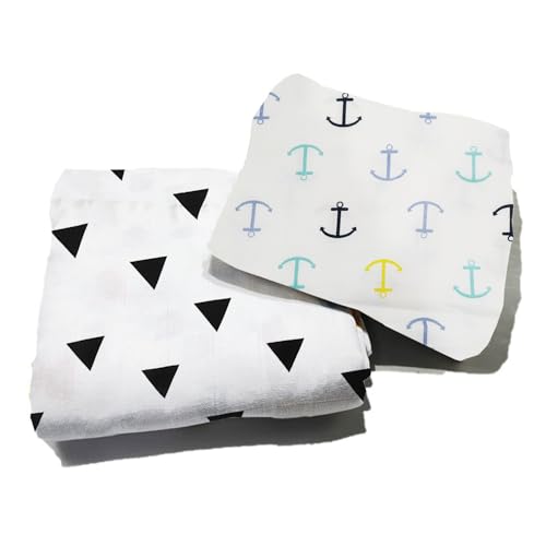 Image of Organic Cotton Muslin Pack of 2 Baby Bath Towel Cotton Cloth Premium Baby Washable, Reusable, Absorbent, Extra Soft 120 X 120 Cm Anchor & Leaf Dot