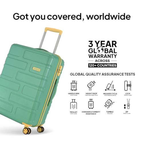 Image of American Tourister Bricklane+ | Large Size Check-in Trolley Bag (80 cm) | 360 8 Wheel Travel Luggage | Hard Case Polycarbonate (PC) Suitcase | Mounted Combination Lock | Emerald Green