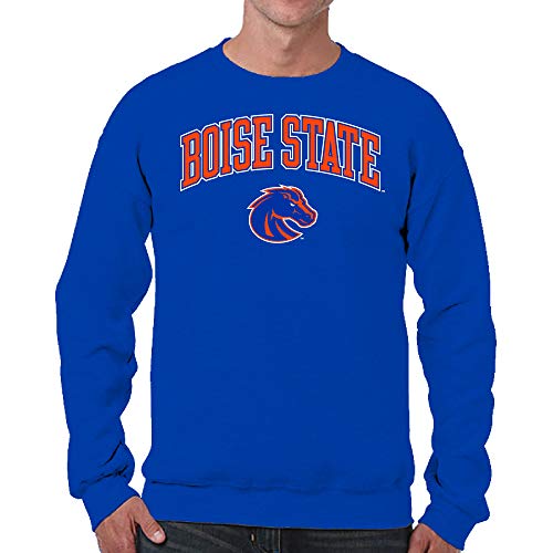 Campus Colors Adult Arch & Logo Soft Style Gameday Crewneck Sweatshirt (Boise State Broncos - Royal, X-Large)