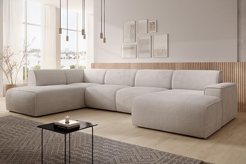 Canapé XXL AXLIVING en Forme U Didim Crème 378 cm de large, moderne et spacieux L