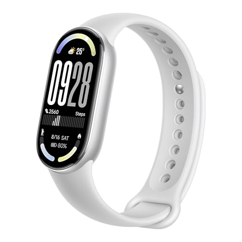 Xiaomi Smart Band 10 (Fitness Tracker), 1.72' AMOLED display, multimateriale, autonomia 21gg, ricarica rapida,150+sport, monitoraggio benessere e sonno, HyperOS 2.0, resistente 5ATM, Compass, Argento