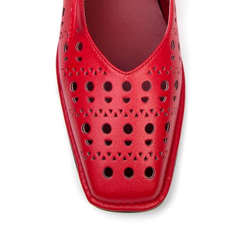 Image of Lace up Ballet Flats Women Square Toe Mary Jane Flats Bow Slip On Comfortable Ballerina Shoes