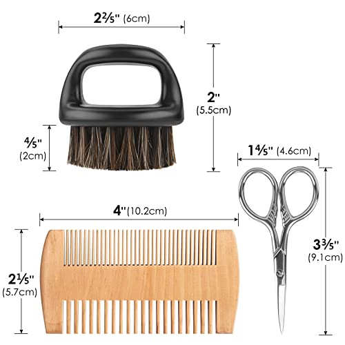 Linkidea Beard Brush & Beard Comb Set For Men, Beards And Mustaches Grooming Kit, Boar Bristle Brush, Dual Action Wood Comb, Mustache Trimming Scissor With Travel Bag #TOP4