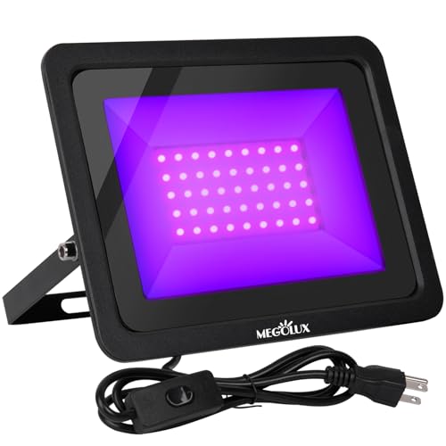 Image of 365nm 50W LED Black Light with Plug and Switch, 4.9ft Power Cord, IP66 Waterproof Blacklight is Used for Indoor or Outdoor Glow Party, Stage Lighting,Body Paint, Fluorescent Poster