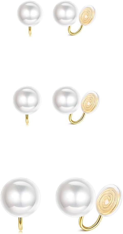 FUTIMELY Pearl Clip on Earrings Women,Non Pierced Freshwater Pearl Earrings White Imitation Pearl Earrings Not Pierced Stud Jewelry