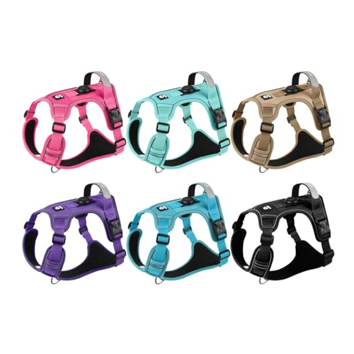 Image of No Pull Harness Working Training Easy Control Pet Vest with Handle-Dog Harnesses Reflective Adjustable with A Free Heavy Duty 5ft Dog Leash(Khaki，M)