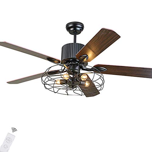 Fandian Modern Industrial Ceiling Fan With Lights Farmhouse Chandelier Remote Control Lamp 3 Speeds Reversible Lighting Fixture, Silent Motor, Bulbs Required #TOP1