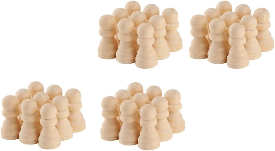 Toyvian 50 Uds Piezas de Ajedrez de Madera sin Terminar Torneo en Piezas de Ajedrez Juego de Ajedrez Peones DIY Pintura a Mano Juguetes para Niños Juego de Mesa