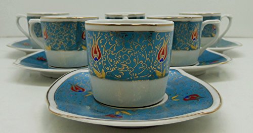 Weisenberg Fine Porcelain Espresso & Turkish Coffee Cup 12 "Blue Tulipa"