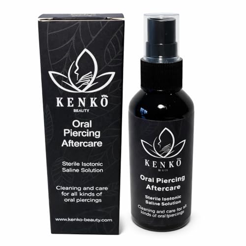 Kenko Beauty Oral Piercing Spray - Mint-Cool Saline Solution for Fast Recovery - Alcohol & Sugar-Free - Pocket-Sized Oral Piercing Cleaning Solution for Tongue, Lip, Cheek - 80ml