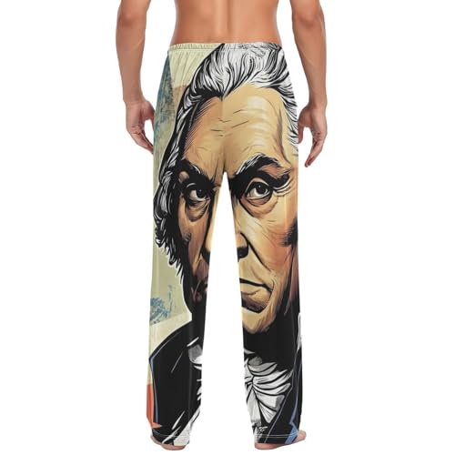 Men's Pajama Bottoms Alexander Hamilton Flag Lounge Pajama Pants Sleep Bottoms with Pockets for Men S2