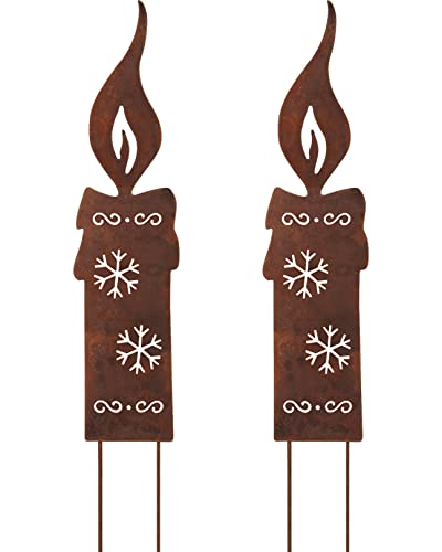 Candele da giardino effetto ruggine, decorazione da giardino, Candele in metallo arrugginite