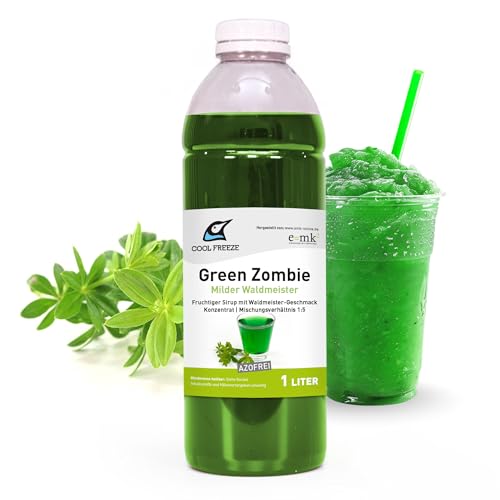 Jarabe de hielo Slush | Green Zombie (maestro del bosque suave) | concentrado 1:5 | botella de 1 litro | sin azo- glicerina | adecuado para máquina de granizado Ninja | Calidad premium directamente