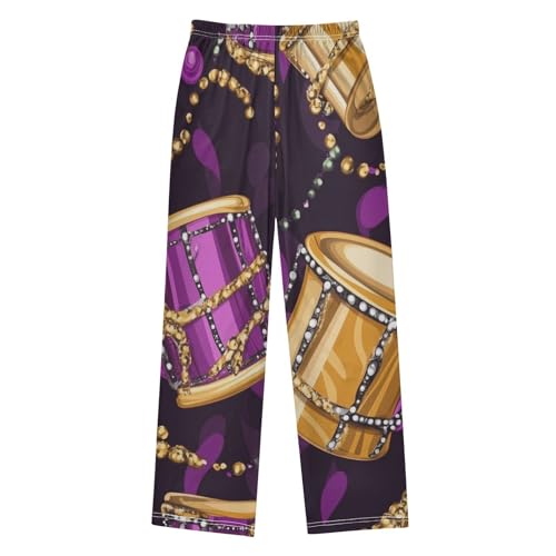 ZZXXB Mardi Gras Drum Boys Long Pants Soft Trousers Elastic Waist Kids Lounge Bottoms with Pockets S-XL2