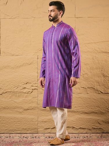 Image of Men's Embroidered Solid Calf Length Kurtas | Men | Kurtas for Mens | Straight Fit Kurta for Men's