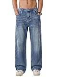 JMIERR JEANS HERREN BAGGY BAUMWOLLE WEITE JEANS HOSE HERREN STRETCH VINTAGE LOOSE FIT - BEQUEME STREETWEAR FREIZEITHOSEN BLAU M