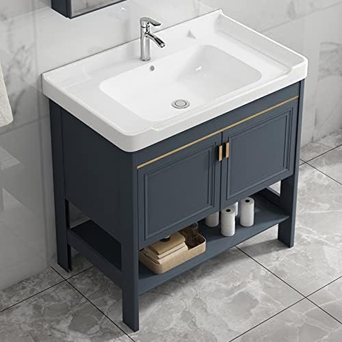 Exquisite Ceramic Pedestal Sink for Bathroom - Free Standing Porcelain Wash Basin Console - Family-Friendly Design, L43xW35xH82cm, Ideal for Laundry and Home Use