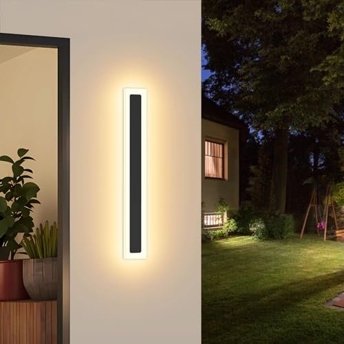 Catálogo para Comprar On-line Apliques para comprar online. 48 ABUDA Aplique de Pared Exterior,60CM/23.6 Pulgadas LED 20W Negro IP65 Impermeable LED Luz,Blanca Cálida 3000K Luces Exteriores Lámpara de Pared Porche Jardín Dormitorio (60CM)