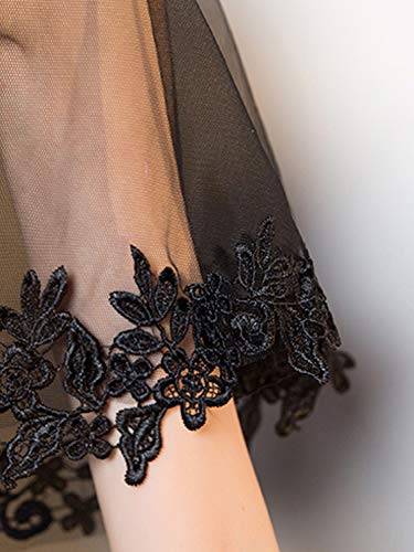 Misshow Women's Lace Appliques Shawls Wedding Bridal Cape Shoulder Covers Bolero,Black #TOP6