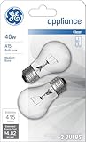 GE Appliance Clear Light Bulb 40w, A15 Bulb Type, Medium Base | 415 Lumens | 2-Count per Pack (1-Pack)