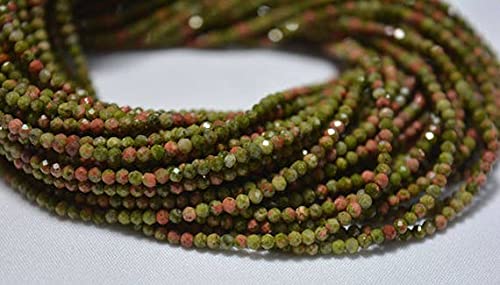 Perles unakite pour bijoux à offrir, 5 rangs de rondelles facettées 2.10mm pour cadeaux