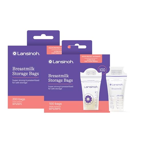Image of Lansinoh Breastmilk Storage Bags, 300 Count, Baby Essentials, Fast Freeze & Thaw Breast Milk Bags for Baby Bottle Feeding, Superior Strength & Stretch, 6 Ounce