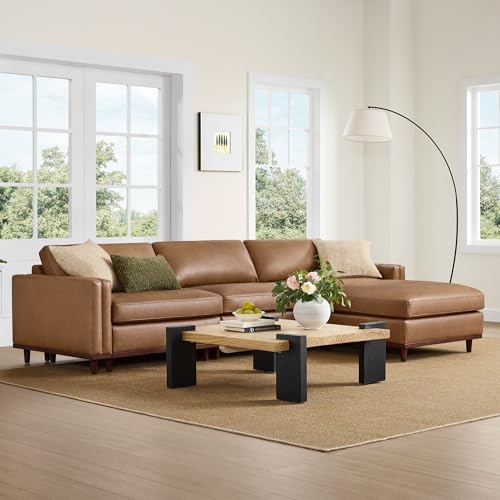 Image of CHITA 118 inch Super Large Sectional Modular Sofa, 4 Seat, Faux Leather, Camel