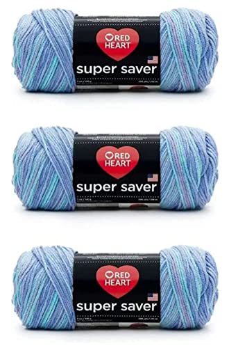 Image of Red Heart Super Saver Yarn, 3 Pack, Ocean 3 Count