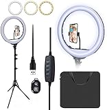 12 Selfie Ring Light with Extendable Tripod Stand & Phone Holder for Live Stream/Makeup,LED Camera Beauty Ringlight for YouTube Video/Photography Compatible with iPhone Xs Max XR Android