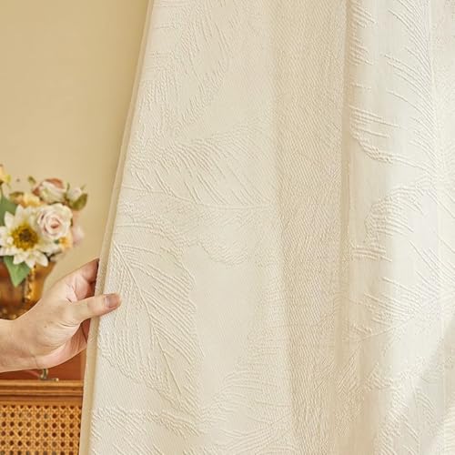 Rideau semi transparent beige texturé aux finitions soignées - 2