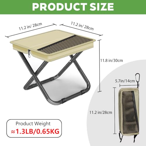 2-in-1 Collapsible Camping Stool & Sling Bag / 220LB Load Capacity Folding Portable Fishing Stool/Collapsible Stool for Camping, Hiking, Fishing, Gardening & Beach Outdoor Activities