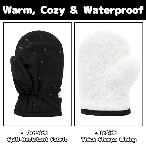 Olreco Toddler Snow Mittens Waterproof Toddler Winter Gloves Warm Fleece Baby Mittens Winter Kids Snow Gloves for Boys Girls2
