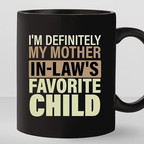 TODOLIA -11Oz- I'm Definitely My Mother In Law's Favorite Child Coffee Mug, Birthday Gift For Mother In law, Christmas Mug Gift From Daughter In Law Son In Law, Ceramic Glossy Mug Gift For Mom Deal